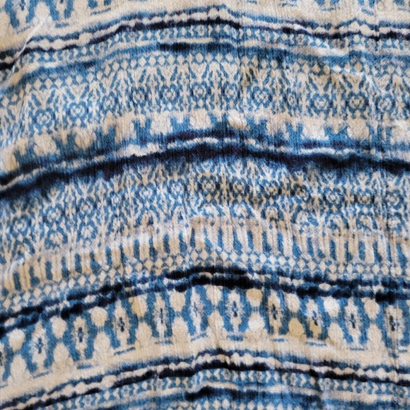 Woman Within Top Shirt Womens 2X Blue White Tie Dye Bell Sleeve Peasant Boho - Picture 6 of 11